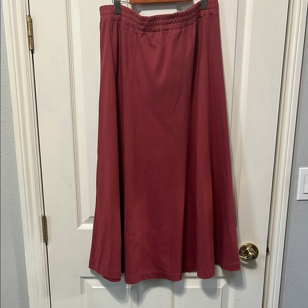 Peruvian Connection Burnt Red Midi A-Line Skirt Size XL